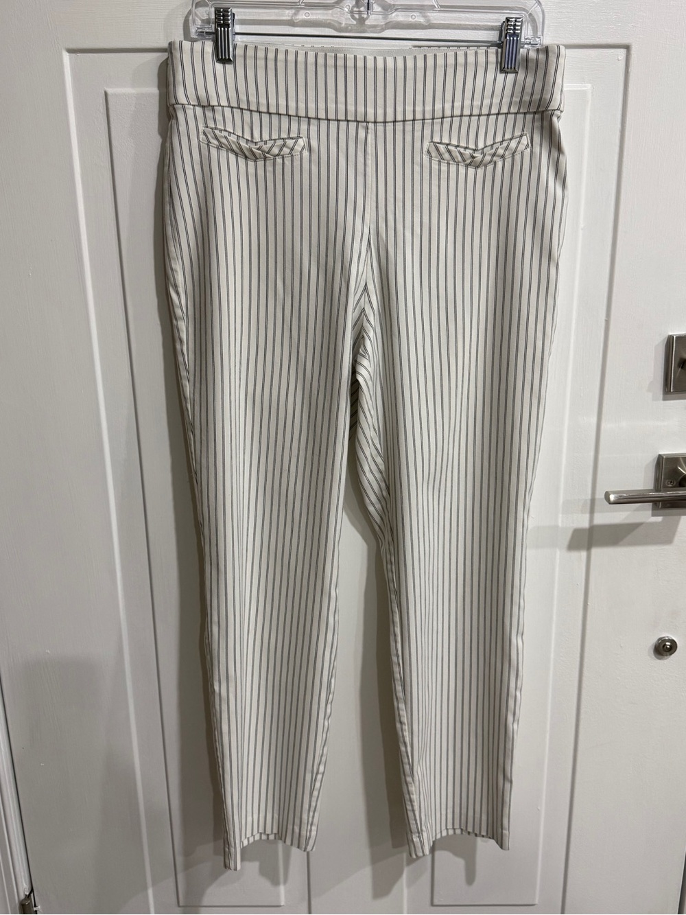 Takara Off-White Pants with Thin Black Pinstripes Sz. L